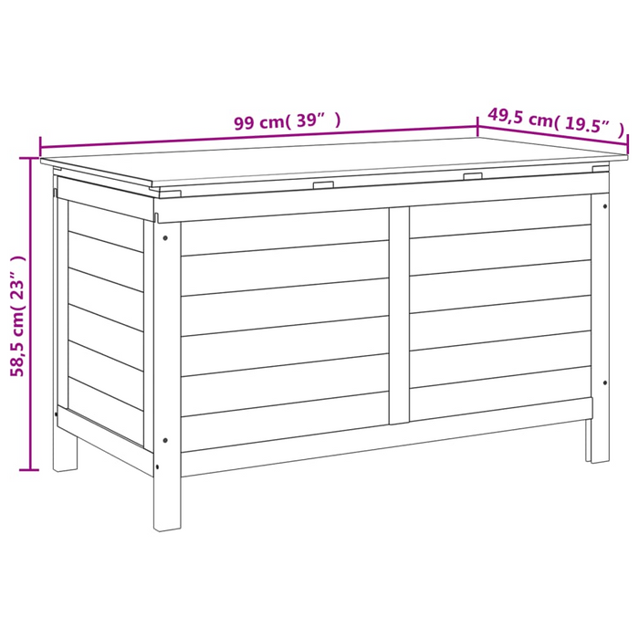 vidaXL White Patio Storage Box 39"x19.5"x23" - Solid Fir Wood for Garden & Outdoor