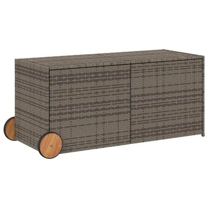 vidaXL Gray Poly Rattan Garden Storage Box with Wheels - 74.8 Gal Capacity