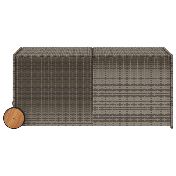 vidaXL Gray Poly Rattan Garden Storage Box with Wheels - 74.8 Gal Capacity