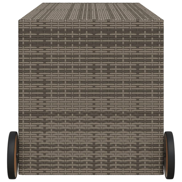 vidaXL Gray Poly Rattan Garden Storage Box with Wheels - 74.8 Gal Capacity