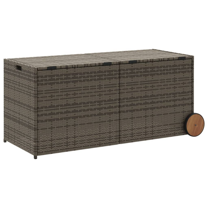 vidaXL Gray Poly Rattan Garden Storage Box with Wheels - 74.8 Gal Capacity