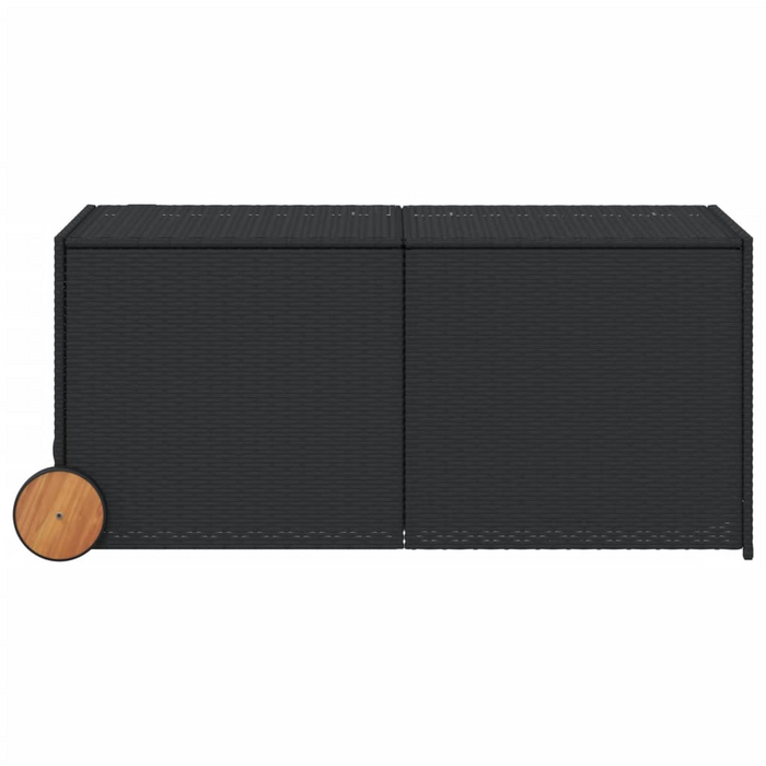 vidaXL Garden Storage Box with Wheels - Black 74.8 Gal Poly Rattan - Durable & Weather-Resistant Outdoor Solution