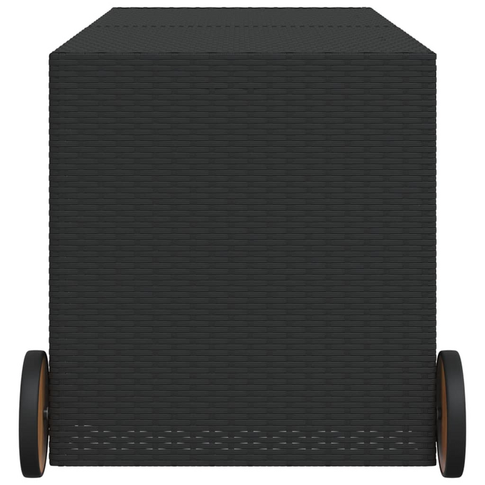 vidaXL Garden Storage Box with Wheels - Black 74.8 Gal Poly Rattan - Durable & Weather-Resistant Outdoor Solution