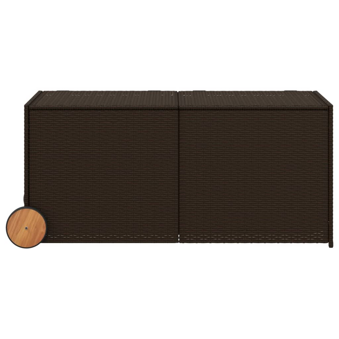 vidaXL Garden Storage Box with Wheels Brown 74.8 Gal Poly Rattan