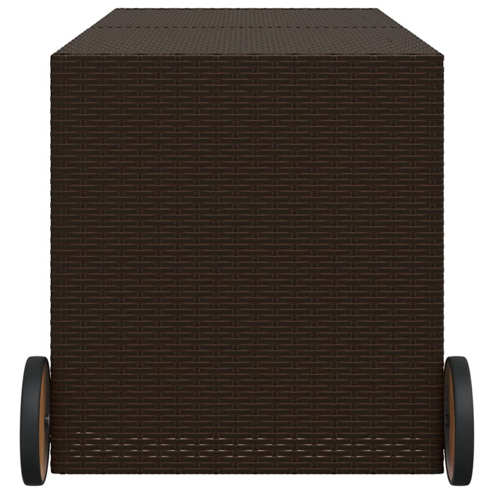 vidaXL Garden Storage Box with Wheels Brown 74.8 Gal Poly Rattan