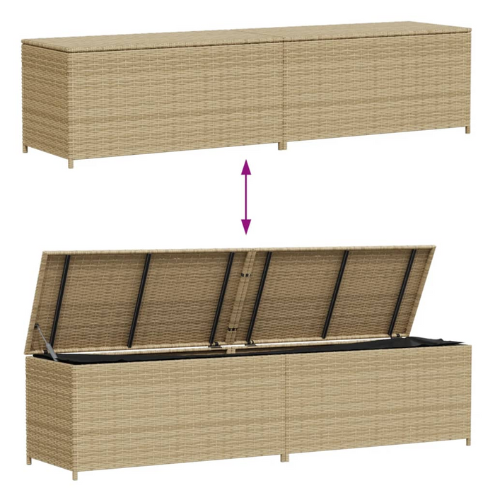 vidaXL Garden Storage Box Mix Beige 123.9 Gal Poly Rattan - Outdoor Furniture Storage Solution