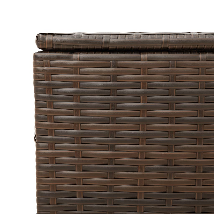 vidaXL Garden Storage Box with Wheels Brown 50.2 Gal Poly Rattan - Outdoor Storage Solution