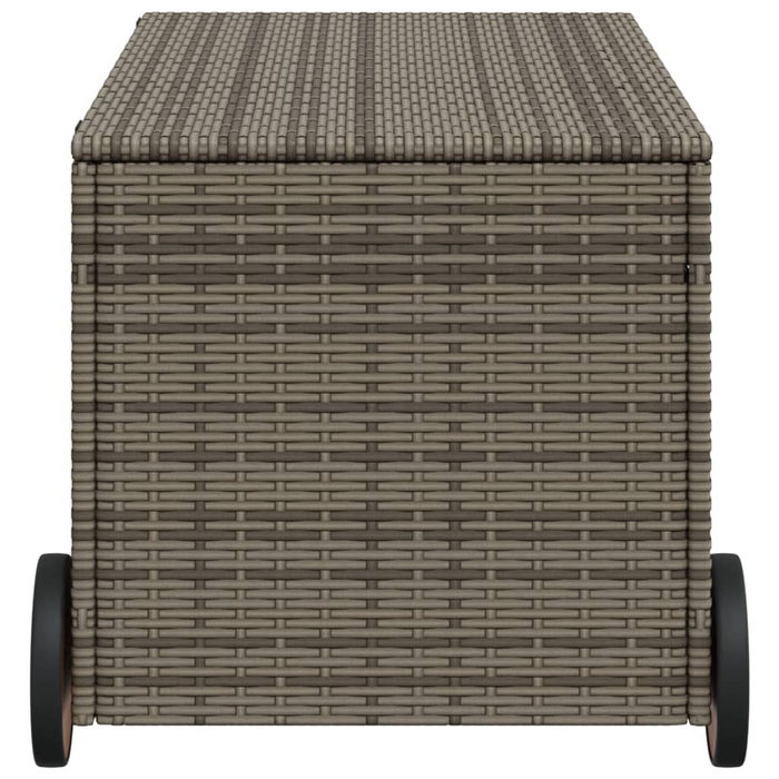 vidaXL Garden Storage Box with Wheels Gray 50.2 Gal Poly Rattan