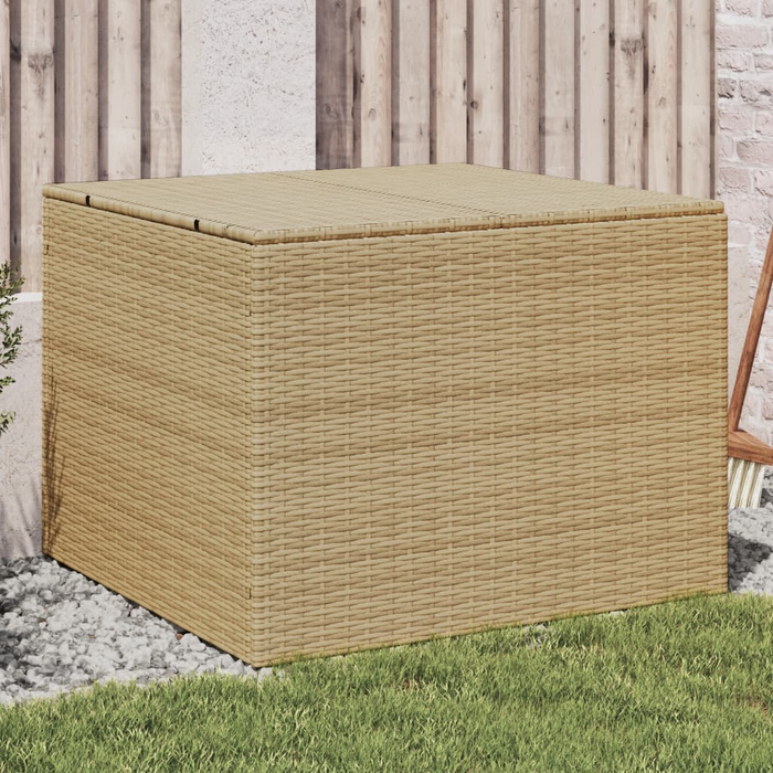 vidaXL Garden Storage Box Mix Beige 76.9 Gal Poly Rattan - Perfect for Outdoor Storage