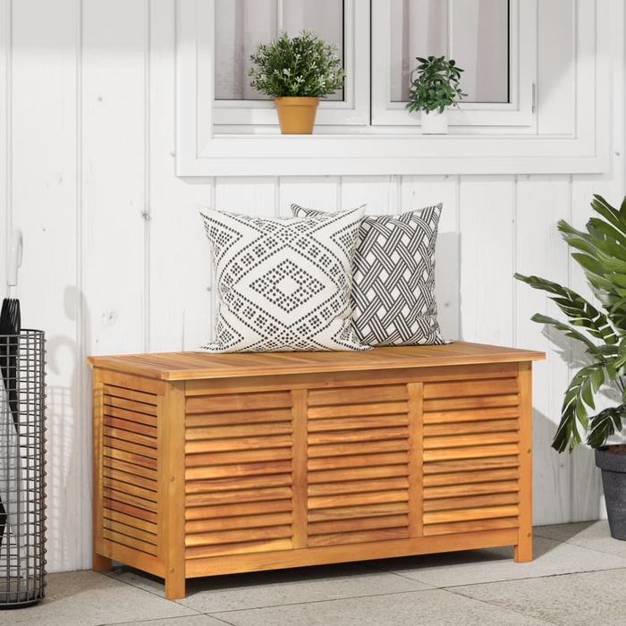 vidaXL Garden Storage Box with Louver 44.5"x19.7"x22" Solid Wood Acacia - Weather-Resistant Outdoor Storage Solution