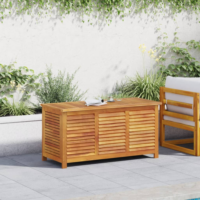 vidaXL Garden Storage Box with Louver 44.5"x19.7"x22" Solid Wood Acacia - Weather-Resistant Outdoor Storage Solution