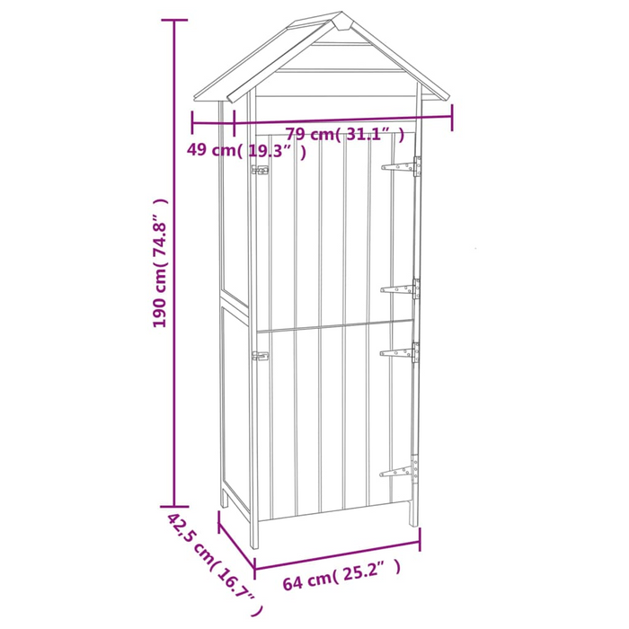 vidaXL Patio Storage Cabinet Brown 16.7"x25.2"x74.8" - Waterproof, Durable, and Versatile