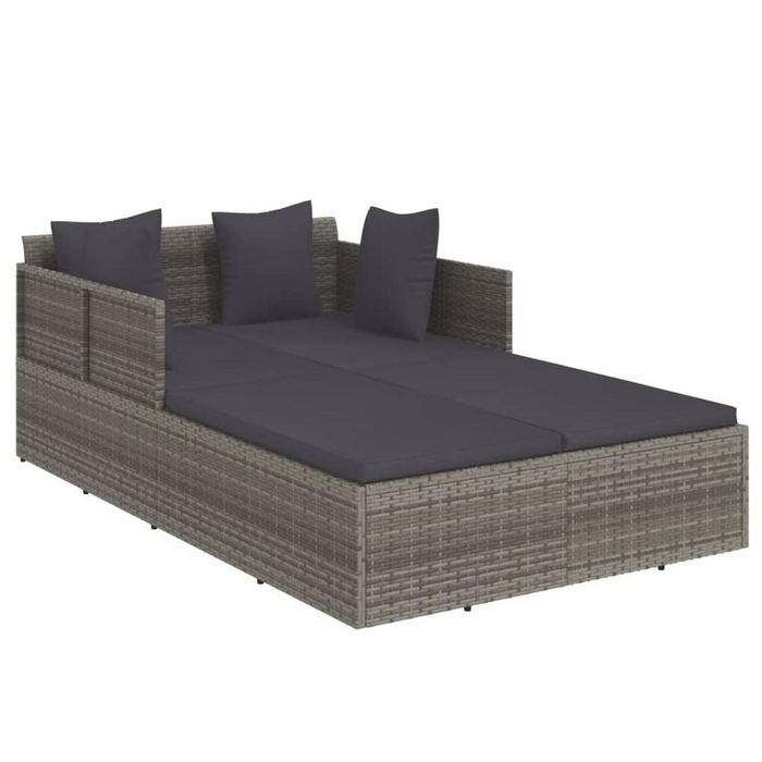 Luxurious Gray Poly Rattan Sunbed with Cushions - Perfect for Poolside, Patio, or Garden - 71.7"x46.5"x24.8"