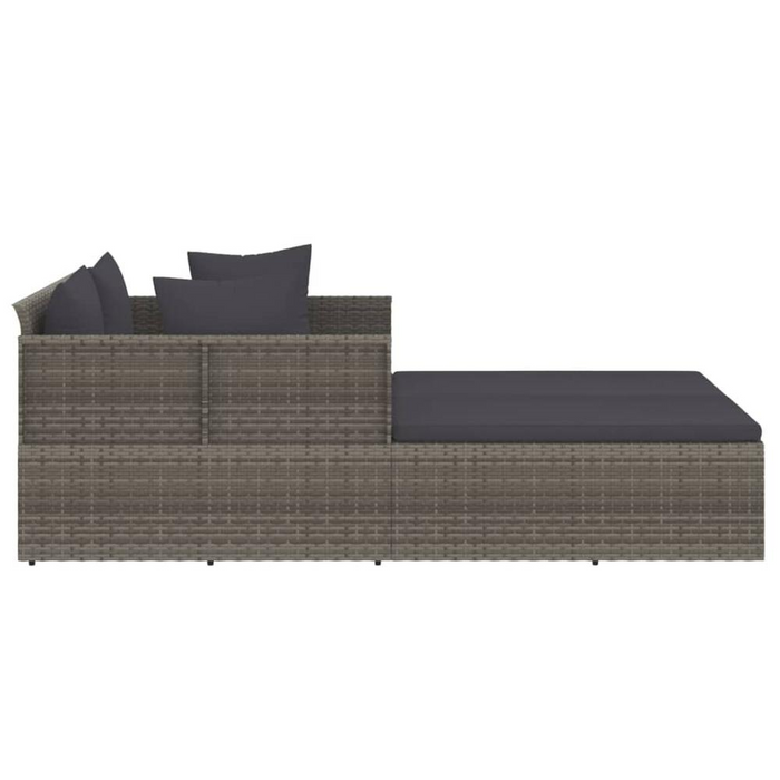 Luxurious Gray Poly Rattan Sunbed with Cushions - Perfect for Poolside, Patio, or Garden - 71.7"x46.5"x24.8"