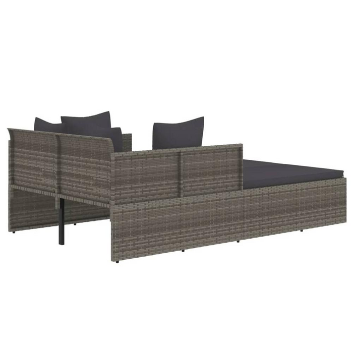 Luxurious Gray Poly Rattan Sunbed with Cushions - Perfect for Poolside, Patio, or Garden - 71.7"x46.5"x24.8"