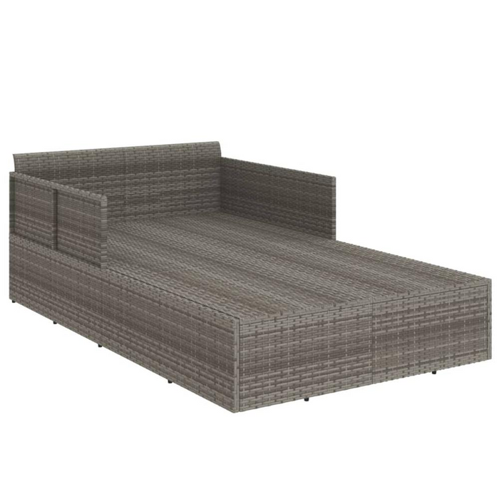 Luxurious Gray Poly Rattan Sunbed with Cushions - Perfect for Poolside, Patio, or Garden - 71.7"x46.5"x24.8"