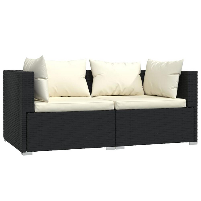 Stylish 3 Piece Patio Furniture Set with Cushions - Black Poly Rattan, Durable & Comfortable