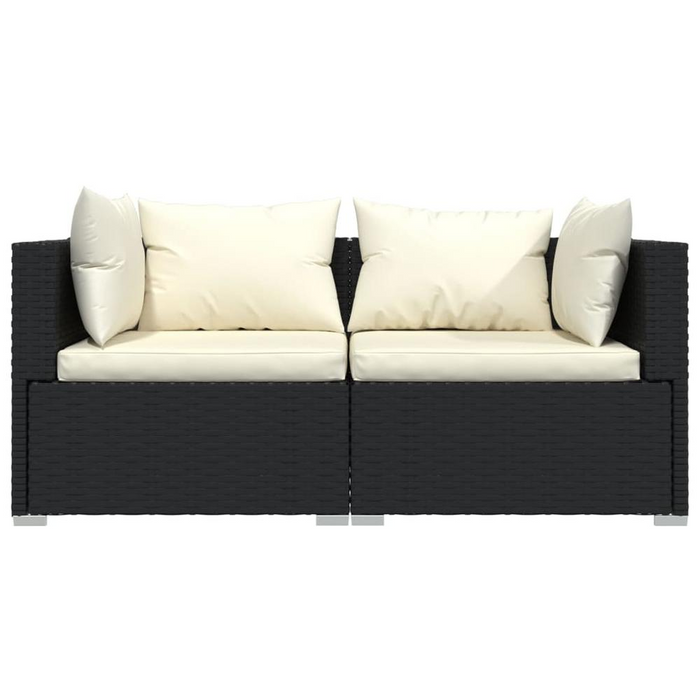 Stylish 3 Piece Patio Furniture Set with Cushions - Black Poly Rattan, Durable & Comfortable