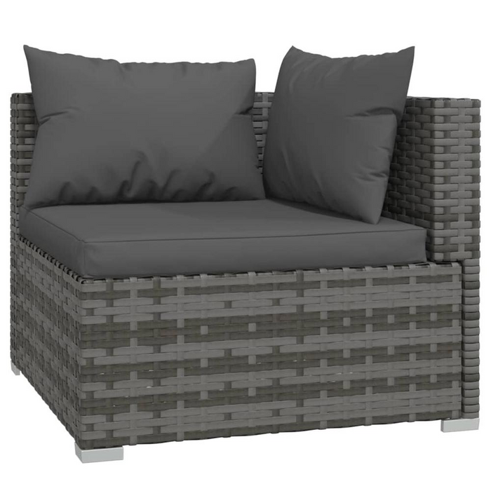 Stylish 5-Piece Patio Furniture Set with Cushions - Poly Rattan, Gray