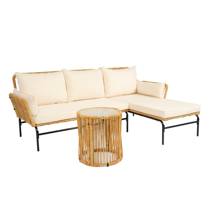 Modern 3 Piece Outdoor Patio Wicker Furniture Set - Table and Chairs