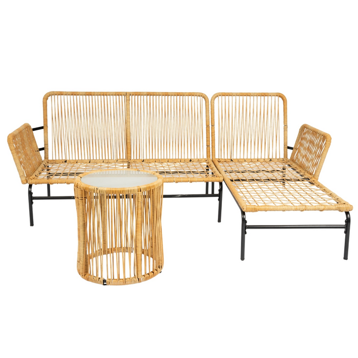 Modern 3 Piece Outdoor Patio Wicker Furniture Set - Table and Chairs