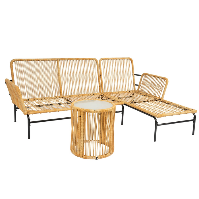 Modern 3 Piece Outdoor Patio Wicker Furniture Set - Table and Chairs