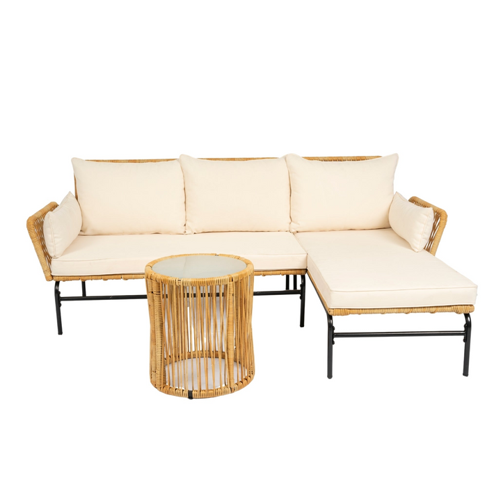 Modern 3 Piece Outdoor Patio Wicker Furniture Set - Table and Chairs