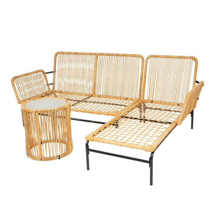 Modern 3 Piece Outdoor Patio Wicker Furniture Set - Table and Chairs