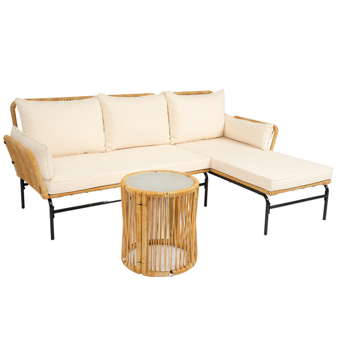 Modern 3 Piece Outdoor Patio Wicker Furniture Set - Table and Chairs