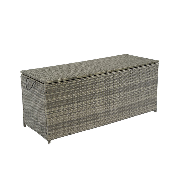 Outdoor Storage Box, 113 Gallon Wicker Patio Deck Boxes with Lid - Grey Wicker