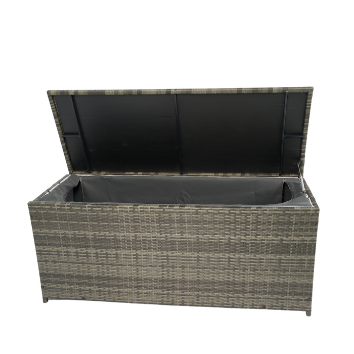 Outdoor Storage Box, 113 Gallon Wicker Patio Deck Boxes with Lid - Grey Wicker