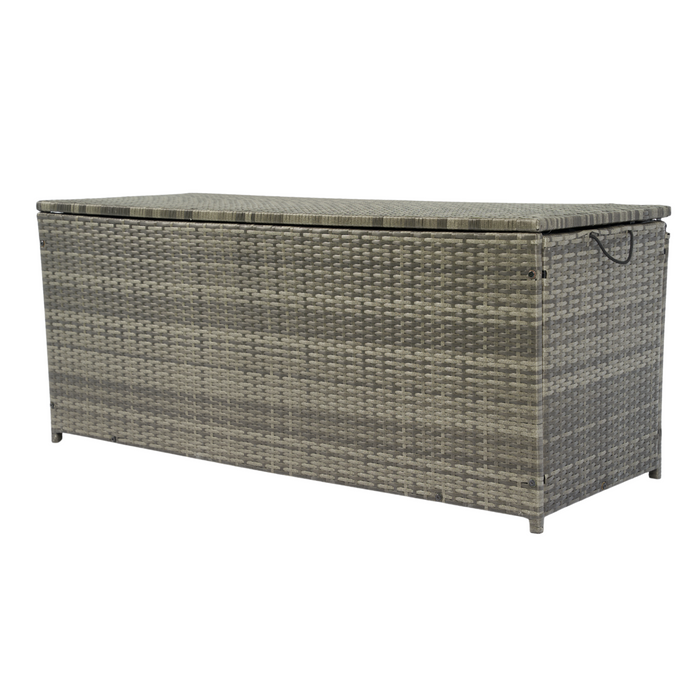 Outdoor Storage Box, 113 Gallon Wicker Patio Deck Boxes with Lid - Grey Wicker