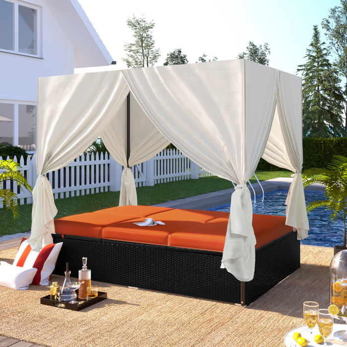 Outdoor Patio Wicker Sunbed Daybed with Cushions & Adjustable Seats | Luxurious & Elegant