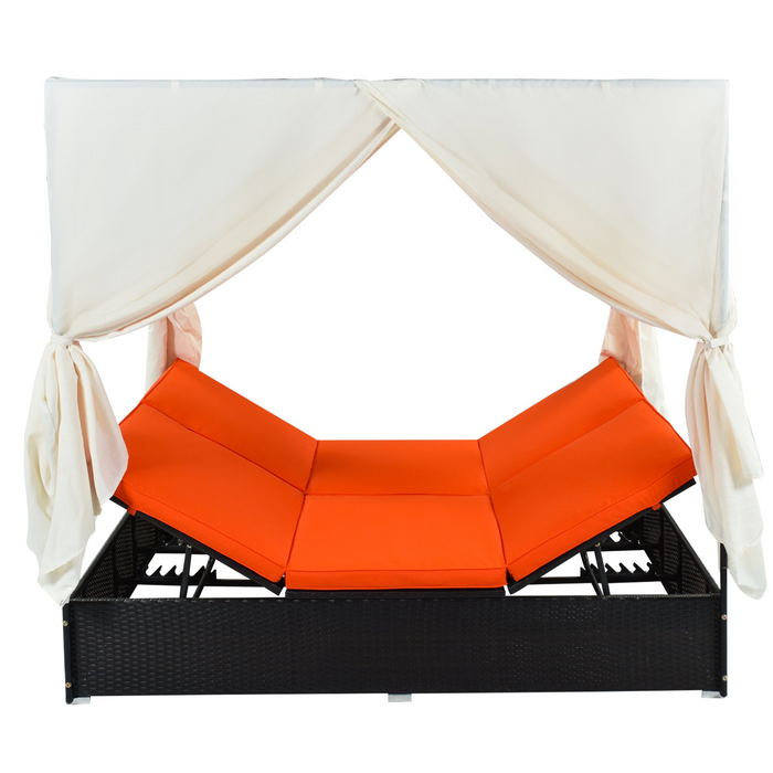 Outdoor Patio Wicker Sunbed Daybed with Cushions & Adjustable Seats | Luxurious & Elegant