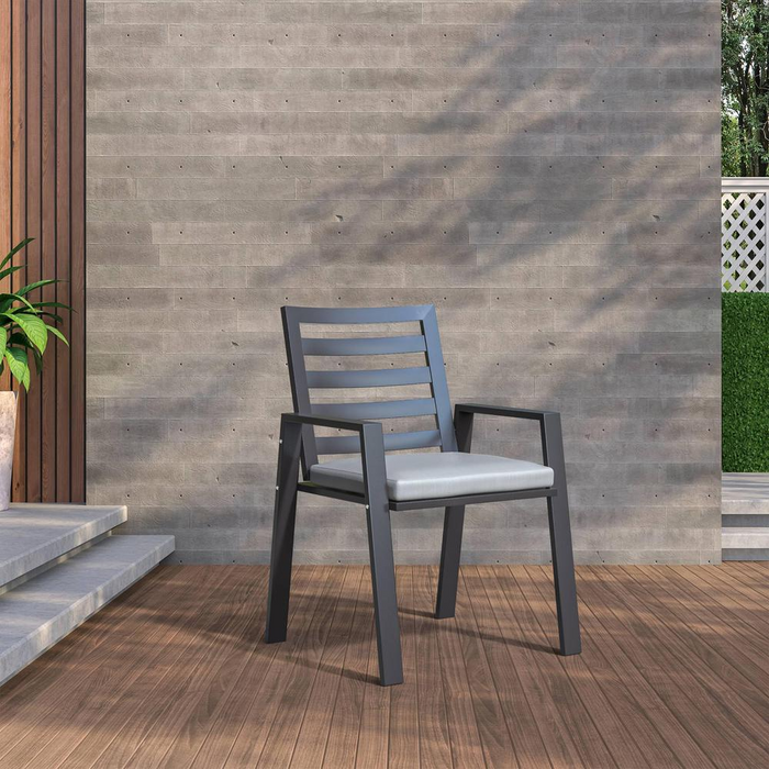 Chelsea Aluminum Outdoor Dining Table with 8 Chairs and Beige Cushions - Durable & Stylish Outdoor Set