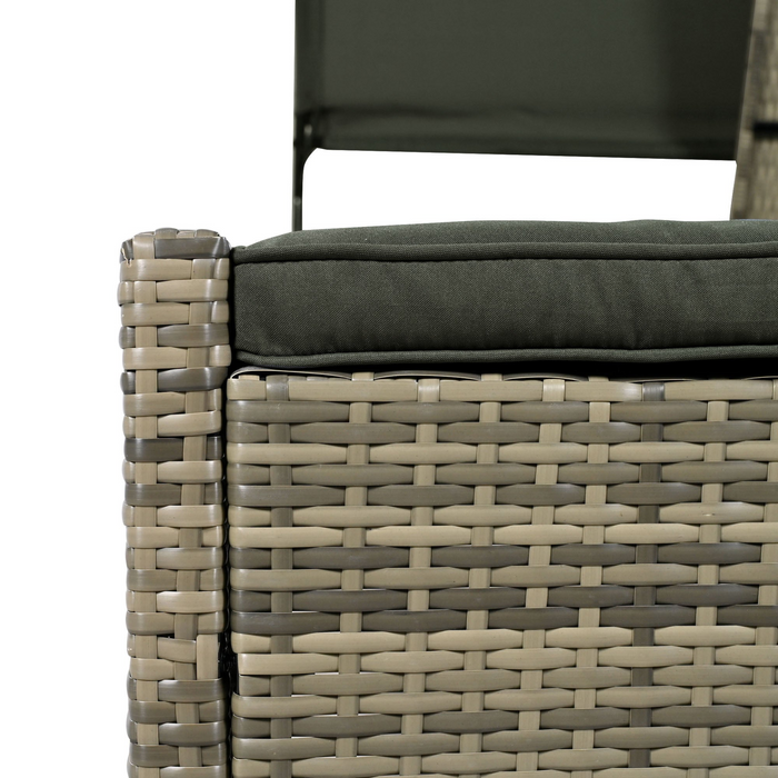 Patio Daybed Outdoor Rattan Sun Lounger with Shelter Roof - Grey