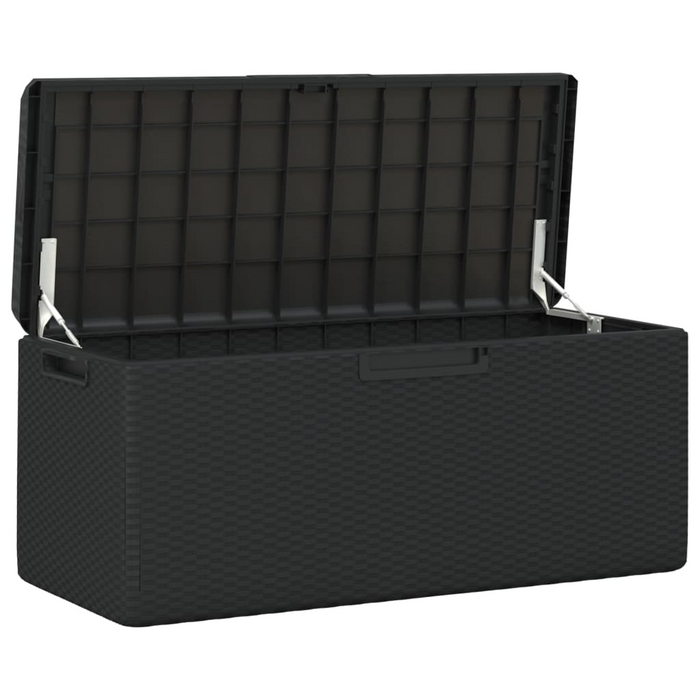 vidaXL Patio Storage Box with Seat Cushion Anthracite 92.5 gal | Weather-Resistant, Multi-Purpose Outdoor Storage Solution