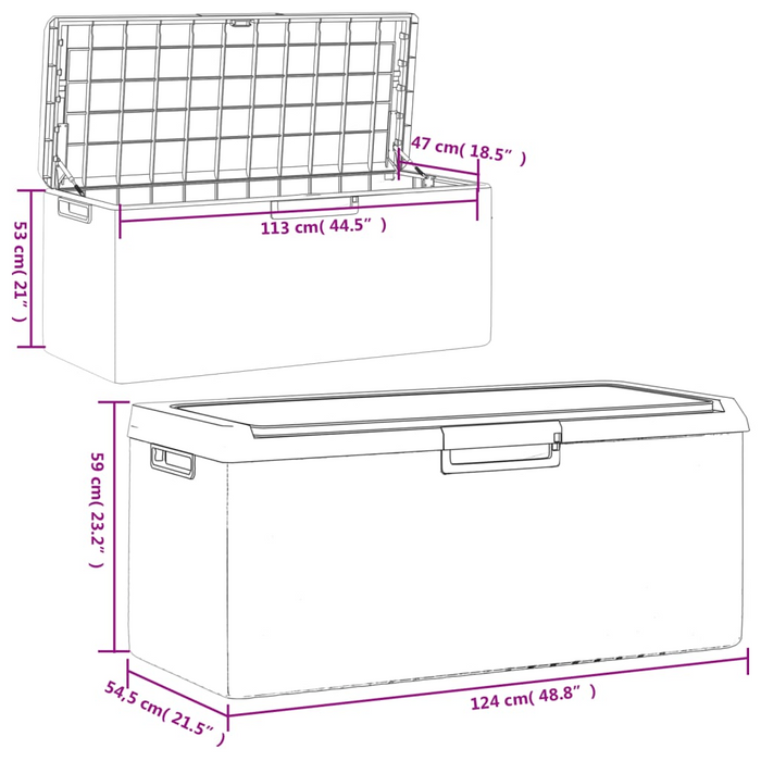 vidaXL Patio Storage Box with Seat Cushion Anthracite 92.5 gal | Weather-Resistant, Multi-Purpose Outdoor Storage Solution