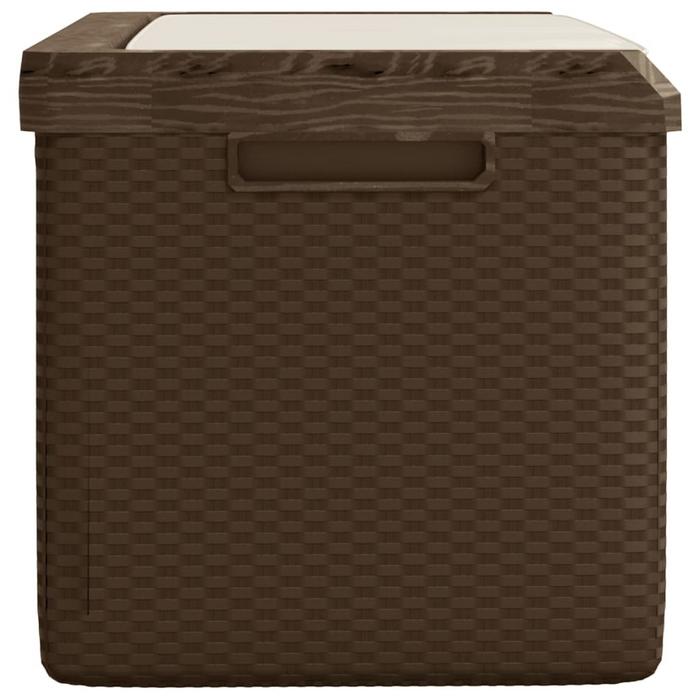 vidaXL Brown Patio Storage Box with Seat Cushion - 92.5 gal Capacity, Weather-Resistant PP