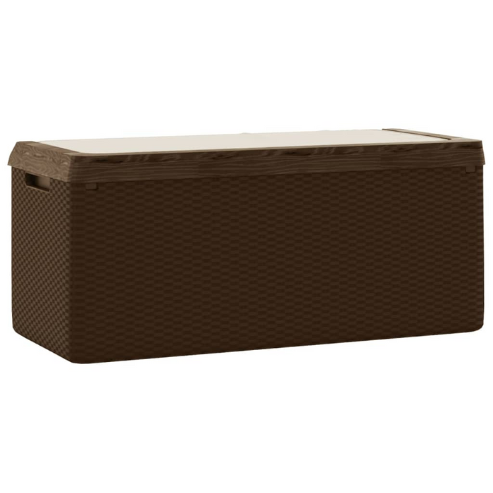 vidaXL Brown Patio Storage Box with Seat Cushion - 92.5 gal Capacity, Weather-Resistant PP