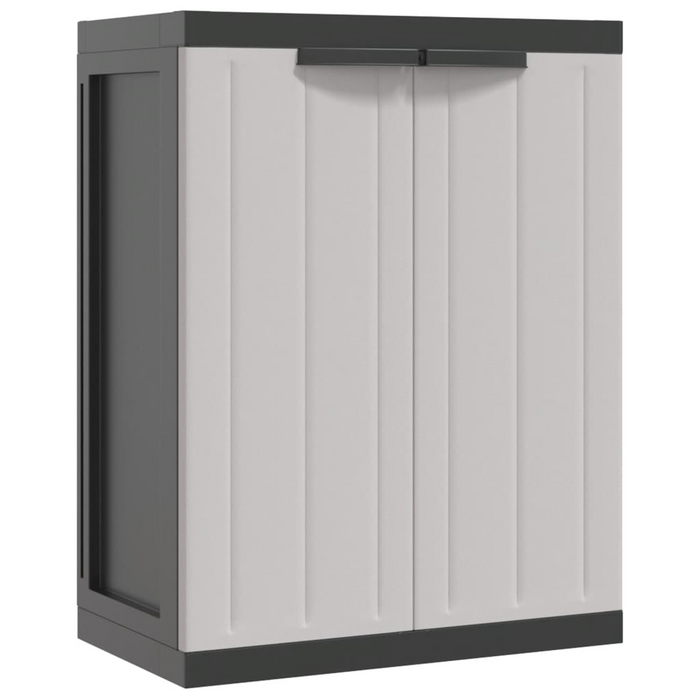 vidaXL Outdoor Storage Cabinet Gray and Black 25.6"x14.6"x33.5" PP - Durable, Weather-Resistant Utility Cupboard