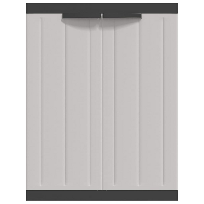 vidaXL Outdoor Storage Cabinet Gray and Black 25.6"x14.6"x33.5" PP - Durable, Weather-Resistant Utility Cupboard