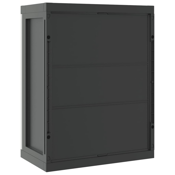 vidaXL Outdoor Storage Cabinet Gray and Black 25.6"x14.6"x33.5" PP - Durable, Weather-Resistant Utility Cupboard