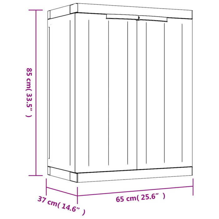 vidaXL Outdoor Storage Cabinet Gray and Black 25.6"x14.6"x33.5" PP - Durable, Weather-Resistant Utility Cupboard