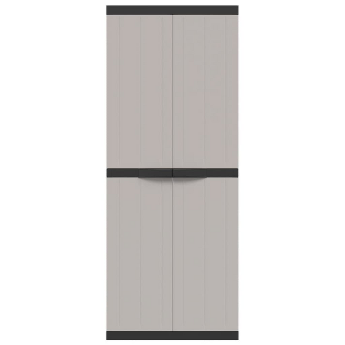 vidaXL Outdoor Storage Cabinet in Gray and Black, 25.6"x14.6"x65", Durable Polypropylene with Adjustable Shelves