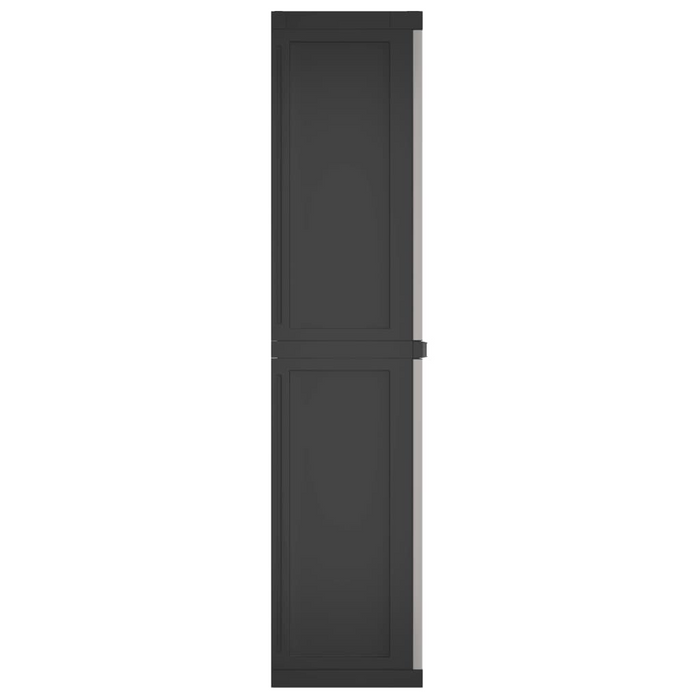 vidaXL Outdoor Storage Cabinet in Gray and Black, 25.6"x14.6"x65", Durable Polypropylene with Adjustable Shelves