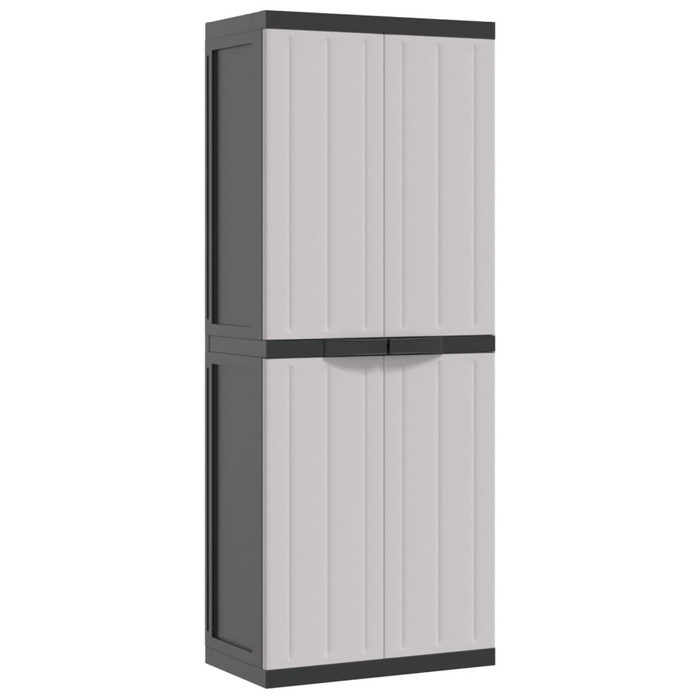 vidaXL Outdoor Storage Cabinet Gray and Black 25.6"x14.6"x65" PP - Durable & Weather-Resistant