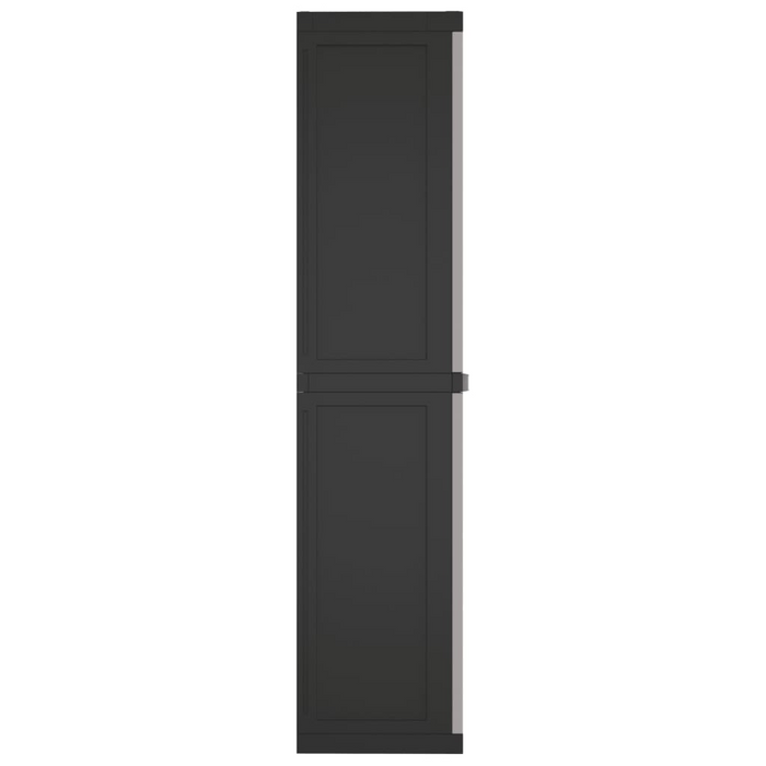 vidaXL Outdoor Storage Cabinet Gray and Black 25.6"x14.6"x65" PP - Durable & Weather-Resistant