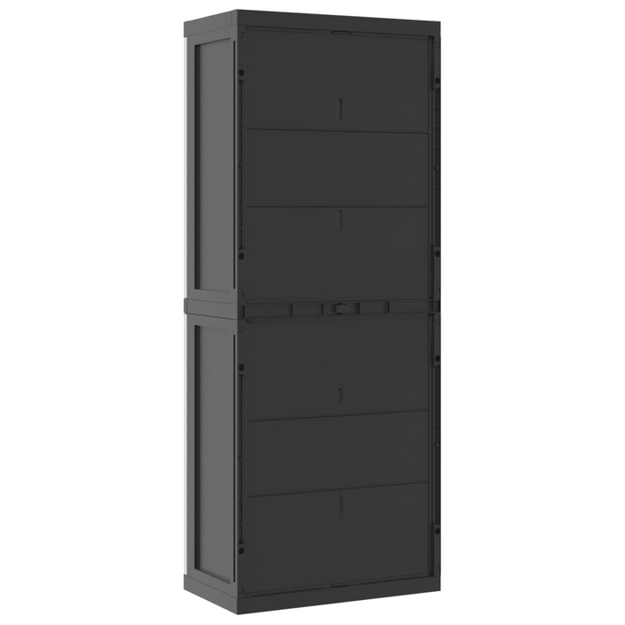 vidaXL Outdoor Storage Cabinet Gray and Black 25.6"x14.6"x65" PP - Durable & Weather-Resistant