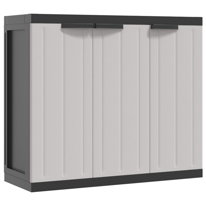 vidaXL Outdoor Storage Cabinet Gray and Black - 38.2"x14.6"x33.5" PP - Weather-Resistant Garden Storage Solution